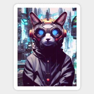 Cool Japanese Techno Cat In Japan Neon City Magnet